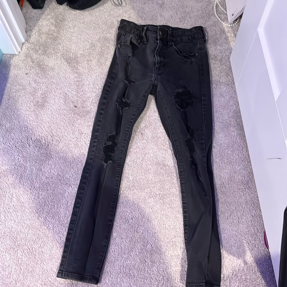 high rise black jeans size small (4) comfortable good fit skinny jeans